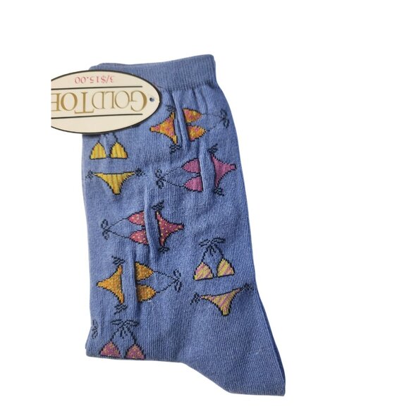 Set of 3 Womens Socks Cocktail Flip-Flops Bikini Novelty vacation whimsical - Picture 6 of 8